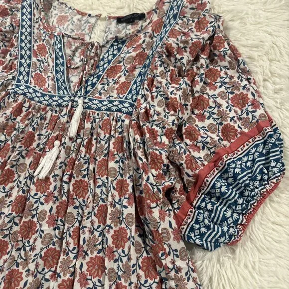 Rachel Zoe womens Small boho tunic v neck priarie cottage - Picture 4 of 13